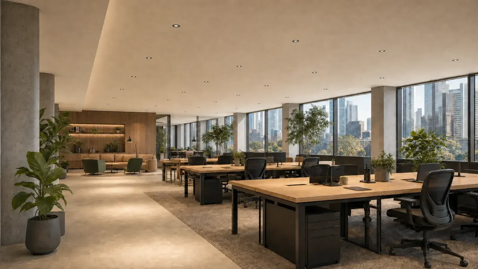 Trimless lighting with concrete and solid ceilings