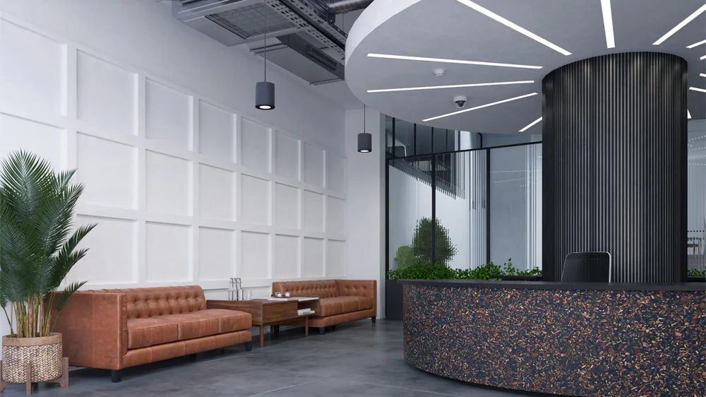 Trimless lighting for receptions and lobbies