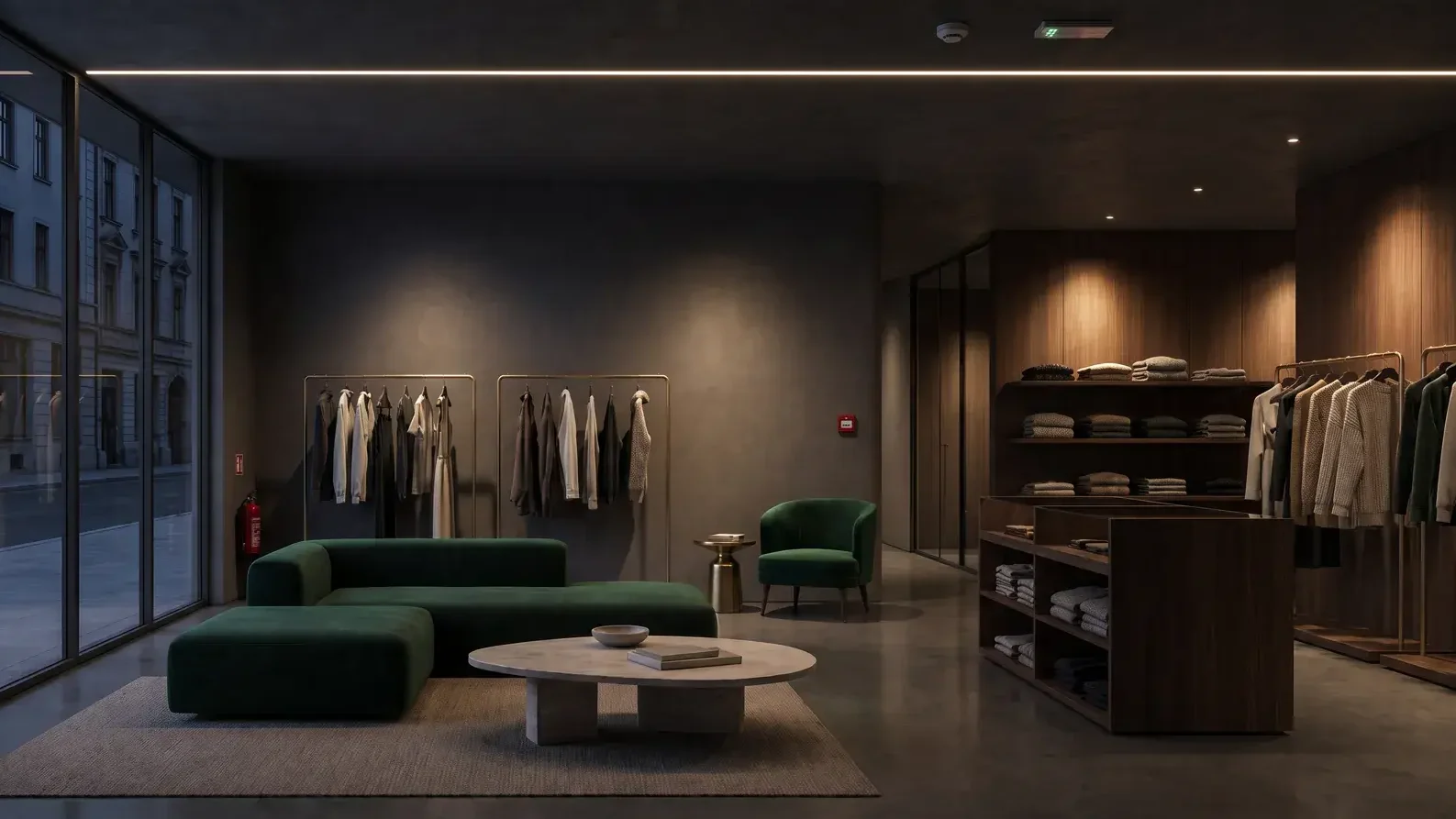 Trimless linear lighting in a boutique